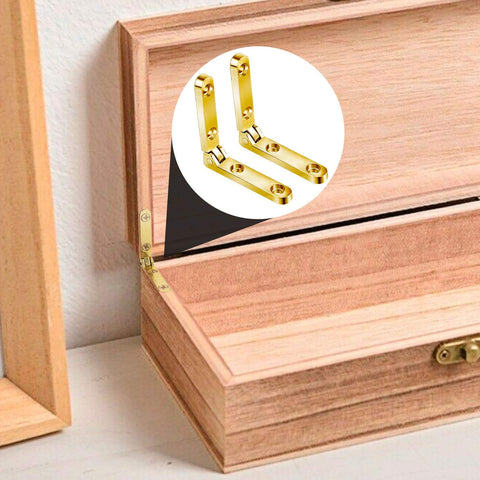 Twelve Pack 90 Degree Hinges For Wooden Boxes And Jewelry Boxes With 48 Screws Gold Finish Zinc Alloy Small Box Hinge Installed