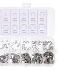 Huge Stainless Steel Circlip Retaining Rings Assortment Set For Heavy Duty Use M1.5 To M10 Size External Clips in clear storage box.