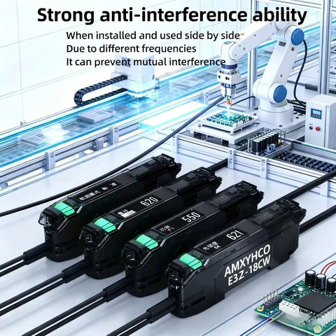Dual Digital LED Display Photoelectric Sensor With NPN PNP Outputs Long Distance Optical Switch in industrial setup