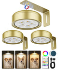 Rechargeable Magnetic LED Puck Lights For Wall, Wireless 2000mAh Battery, Remote Control, 12 RGB Colors And Three Color Temps