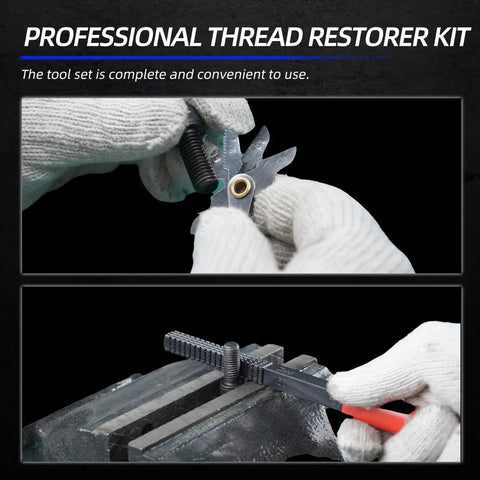 All In One Pro Grade 61 Piece Thread Restorer Kit With Dual Standard Taps And Dies for UNC UNF and M6 M14 Threads in use
