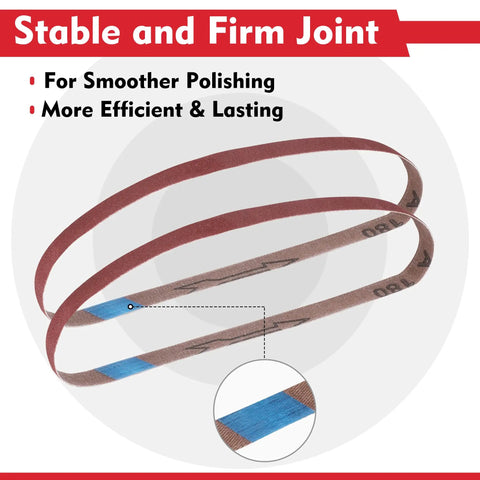 24 Pack Half Inch By Eighteen Inch Aluminum Oxide Sanding Belts For Belt Sanders, Assorted Grits 40 60 80 120 180 240 joints