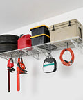 Eight Pack Flat Hooks For Garage Ceiling Mounts And Wall Shelving, Heavy Duty Bike Hanger Accessories, Black, holding tools and gear