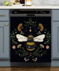 Autumn Bee Dishwasher Cover Magnetic Sticker 23x26 Inch Floral Flower Wasp Decor For Magnetic Panels Kitchen Makeover Removable