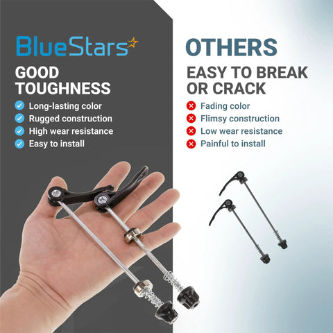 Quick Release Skewer Front And Rear Wheel Axles For Mountain Bike, Road Bike, and BMX Bikes, Aluminum Alloy Clip Bolt Lever Set comparison