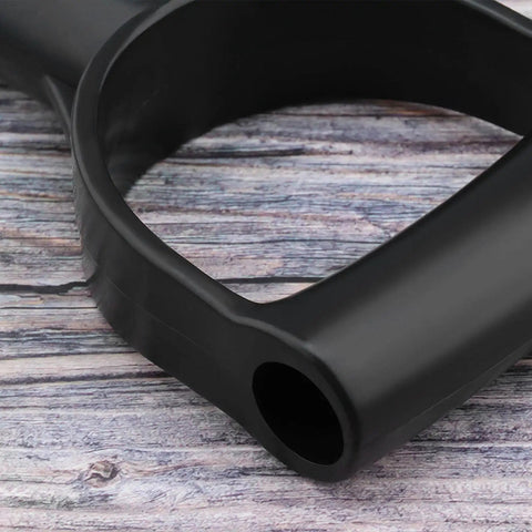 Close-up of black plastic Two Pack D Shaped Spade Handle Replacement Grip For 28mm Shovels Grippy Comfortable Garden Tool Handle
