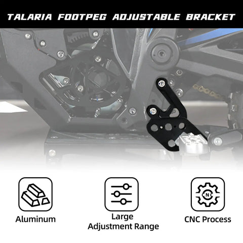 Six-Position Adjustable Bolt-On Footpeg Bracket For Talaria Sting MX3 MX4 Electric Dirt Bike Black Aluminum CNC Lightweight Durable Rest Bracket For Easy Mounting
