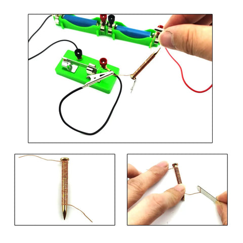 Hands On Electromagnet And Basic Electricity Circuit Kit for school lab showing DIY electromagnet and circuit connections