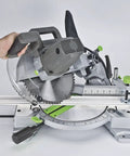 Side view of a Beefy 15 Amp 10 Inch Compound Miter Saw With Laser Guide And Nine Positive Miter Stops for precise bevel and miter cuts