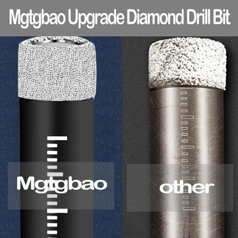Comparison of Mgtgbao Upgrade Diamond Drill Bit with another drill bit, showcasing textured tip for hard materials.