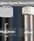 Diamond drill bits; pair: left Mgtgbao 5/8-in black dry bit with white scale, right generic chrome bit.