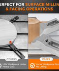 Compact Low Profile CNC Side Clamp Vise Made From Hardened S136H Mold Steel in an illustration demonstrating workpiece stability.