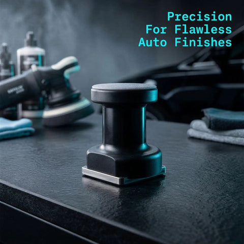 Five Piece Round Sandpaper Set 2000 Grit For Precision Automotive Spot Repair, handheld sander block on workbench
