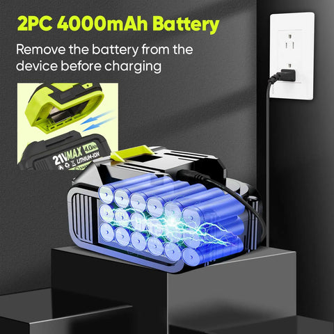 Charging dock with 2x4.0Ah batteries for Cordless Leaf Blower For Quick Yard Cleanup Beast Mode Power Portable Dust And Debris Blower