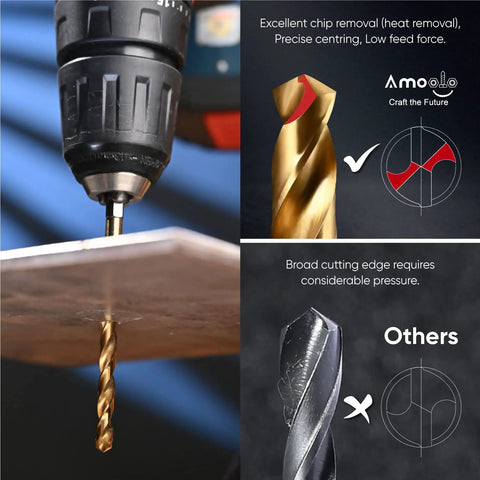 Top Shelf Hex Shank Drill Bit Combo Paired With Clear Impact Resistant Safety Glasses Bulk Quick Change Bits For Power Tools And Drivers Jobsite Ready To Roll, showcasing drill bit in action.