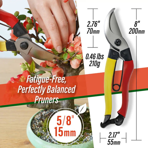 Bypass Pruning Shears 8 Inch For Garden Use, Razor Sharp Japanese Hand Pruners in use cutting branches