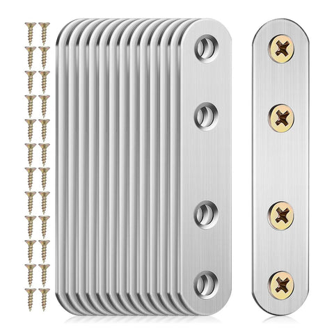 Heavy Duty Stainless Steel Flat Corner Joint Brackets Set For Woodworking And Furniture Making With Dual Shapes and screws