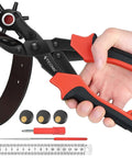 Close-up of the Beefy Heavy Duty Leather Hole Punch Tool Set with multi-size punches for belts and ergonomic handle.
