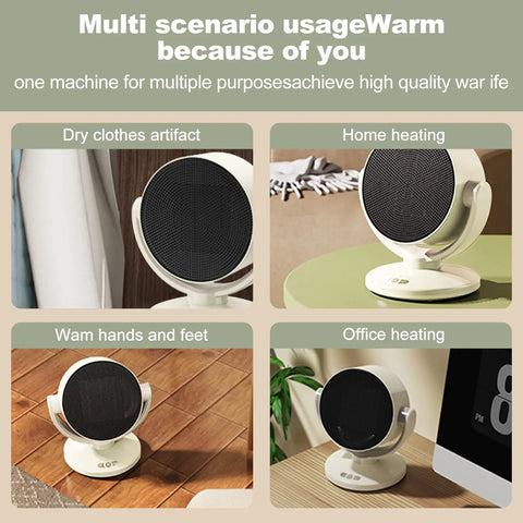 Electric Space Heater And 2 In 1 Fan Combo 1200W Portable Desk Heater with PTC Ceramic for drying clothes, home, and office use.