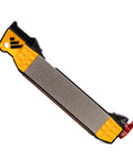 Roam Ready Guided Field Sharpener With Diamond Guides And Adjustable Wrench side view showing diamond sharpener and handle.