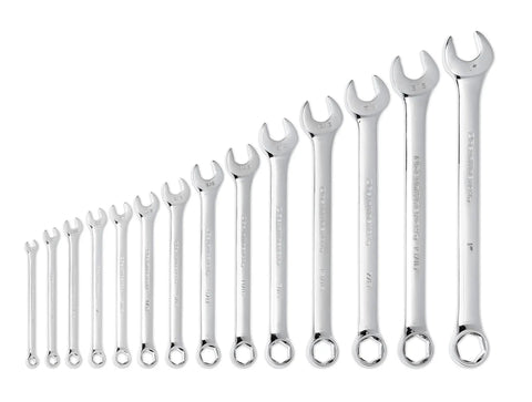 14 Piece 6 Point SAE Combination Wrench Set With Off Corner Loading Box Ends for Auto Repair, Motorcycle Work, DIY Projects