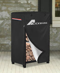 Heavy-Duty 600D Waterproof Firewood Rack Cover For 2-Tier Racks Up To 17 Inches Wide, black with front zipper, outdoor setting