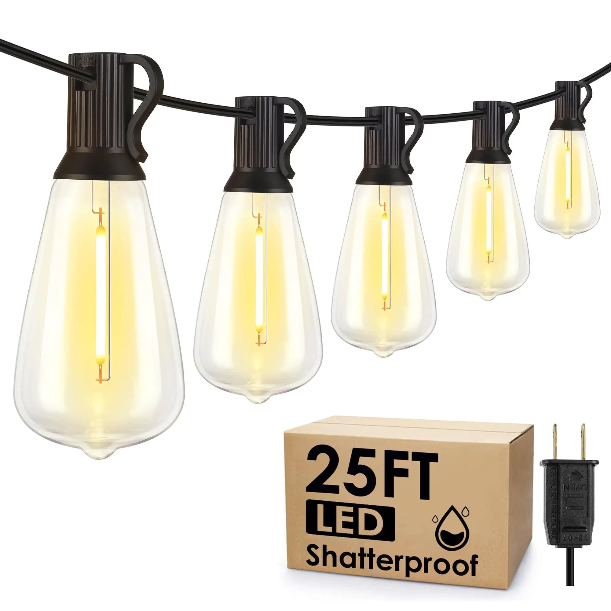 25 Ft Outdoor String Lights For Patio - Weatherproof ✓