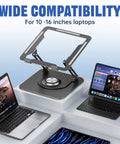 Laptop Stand for Desk, Adjustable 360 Degree Rotating Base, Ergonomic Riser for Collaborative Work, Foldable and Portable Laptop Stand for 10 to 16 Inch Laptops, Sturdy Aluminum Alloy, Anti Slip, Grey, Game Changer