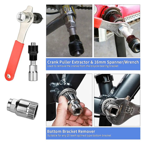 Crank Puller Extractor and Bottom Bracket Remover from 10 Piece Bike Repair Tool Kit for Mountain Biking Pro Grade Cycling Maintenance Set