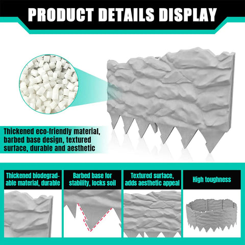 Interlocking Garden Edging Border Kit With Spikes, 20 Ft Of Durable Plastic Lawn Edging With Stone Texture, Eco Friendly