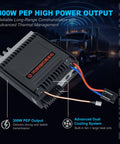 Beefy 10 Meter Ham Radio Transmitter With 300W PEP Output, Built In Cooling Fan And Mega Heat Sink in front of a truck.