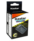 Battery And AC Wall Charger Replacement For Canon LP-E8 LPE8 And LC-E8E packaging, showing Kastar branding and product image