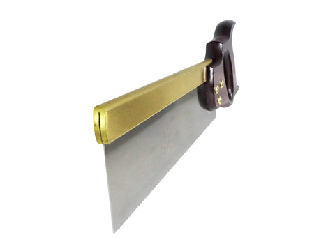 Pro Grade 12 Inch Tenon Saw Packed With Hella Sharp 13 Tpi Blade Brass Reinforced Spine And Stained Beech Handle side view.