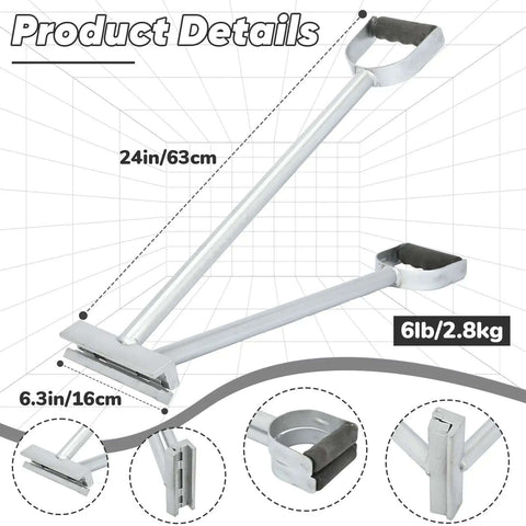 Two In One Hand Seamer For Sheet Metal Heavy Duty Standing Seam Tool with 24 in handle and 6.1 in jaw shown in dimensions.