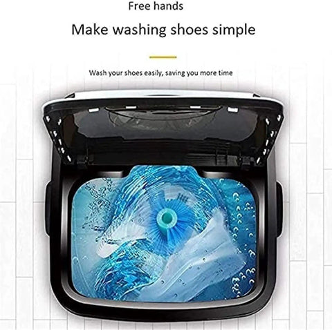 Kick Your Kicks Back Fresh With This Portable Shoe Washer Compact Laundry Spin Dryer Dual Purpose Semiautomatic Sneaker Cleaner Easy Knob Control showing interior with rotating wash cycle.