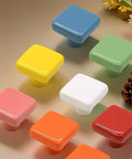 Glossy Ceramic Square Cabinet Knobs 1.25 Inch Green Six Pack Kid Friendly With Three Size Screws