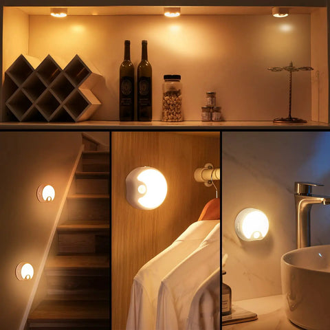Rechargeable Indoor Motion Sensor Lights Three Pack With 65 Lumen Output And Auto Three Modes No Fuss Setup Stick On Stairs Hallway And Closet Lights USB Rechargeable Battery Long Lasting Auto Sensor Night Light Kit