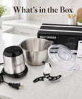 Homeasy Electric Food Chopper Is Here To Spice Up Your Kitchen Game With Its Awesome 2L Stainless Steel Meat Grinder components laid out on a countertop.