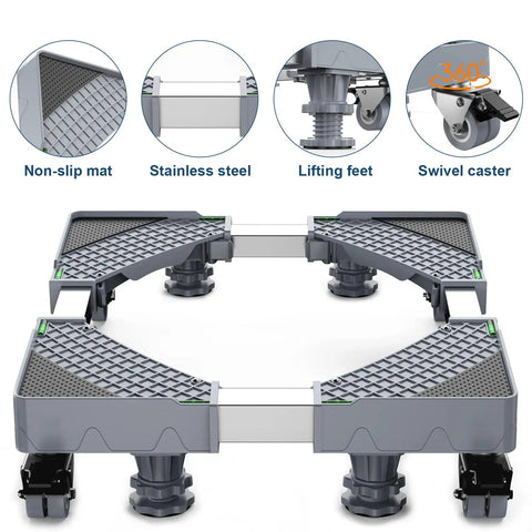 Adjustable Mobile Base For Heavy Appliances From 27.5 To 35.4 Inches With 8 Locking Wheels And 4 Feet, detailed image