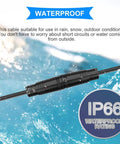5 Pin IP66 Waterproof Ebike Extension Cable Kit Dope For Bike Lights Throttle And Ebrake, shown in waterproof condition.