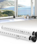 Heavy Duty Adjustable Window Security Bars Fit Sliding Or Vertical Frames Lock Your Spot Tight While Pulling In Fresh Air White Set Of Two displayed in a bright room with a view.