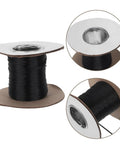 Flame Retardant Braided Cable Sleeve Expandable Mesh Wire Loom Cord Protector on spool, black color, flexible wire organizer.