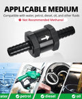 EVIL ENERGY inline fuel check valve, 3/8-inch (10mm) OD, black, 2-pack for diesel and gasoline lines.