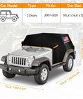 Jeep 2 Door Cab Cover For 2007 2025 Waterproof Oxford Car Cover With Reflective Strip on Wrangler 2-door in snow.