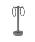 Vanity Top Two Towel Ring And Guest Towel Holder With Groovy Accents In Matte Gray Finish, Solid Brass Construction, Heavy Base Prevents Tipping