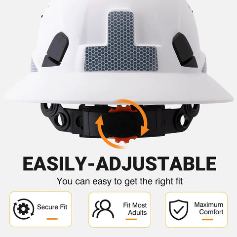 Full Brim Hard Hat For Worksite Safety OSHA Approved Vented Construction Helmet ANSI Z89.1 Class C Type 1 ABS Safety Gear with adjustment