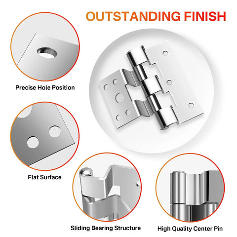 Smooth As Butter Galvanized Steel Combination Door Hinges 3 Pack for Mobile Home, highlighting precise hole positions and flat surfaces.