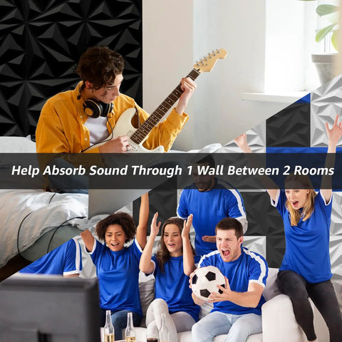 Totally Rad 3D Acoustic Panels For Walls Soundproofing Foam Tiles 12X12 Inches Black Textured used to absorb sound in rooms.
