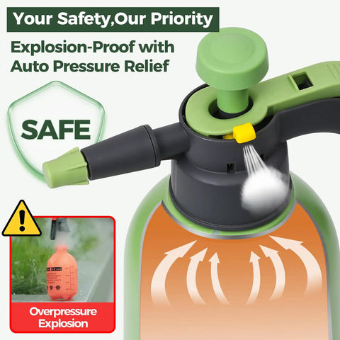 Hand Pump Sprayer 2L Garden Sprayer For Plants And Lawn Care with safety pressure relief valve and side refill design