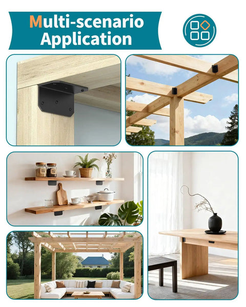Built To Last Heavy Duty 4 Inch L Bracket Corner Brace 90 Degree Angle Iron Supports for wood shelves, garden beds, and tables